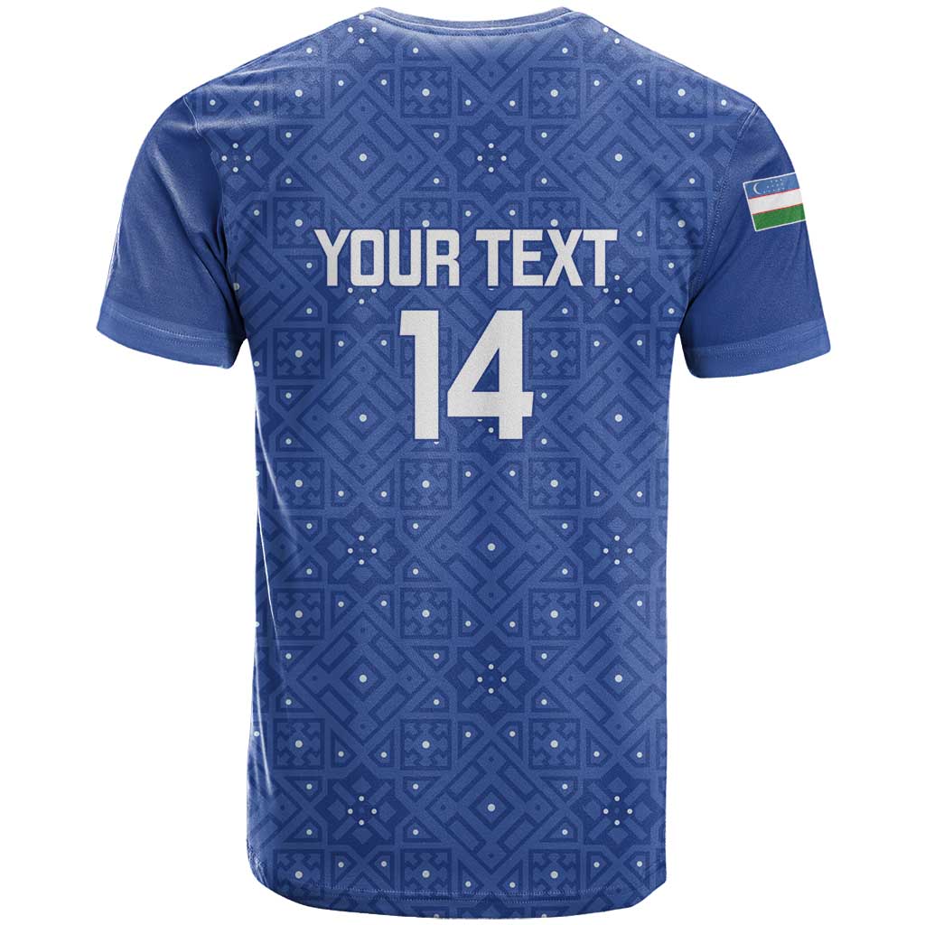 Uzbekistan Football Custom T Shirt Come On White Wolves Blue - Wonder Print Shop