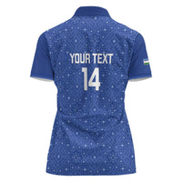Uzbekistan Football Custom Women Polo Shirt Come On White Wolves Blue - Wonder Print Shop