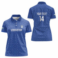 Uzbekistan Football Custom Women Polo Shirt Come On White Wolves Blue - Wonder Print Shop