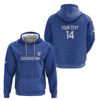 Uzbekistan Football Custom Zip Hoodie Come On White Wolves Blue - Wonder Print Shop