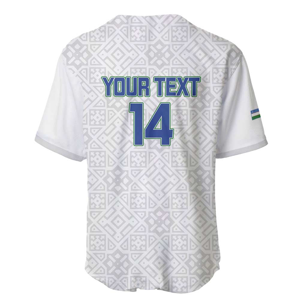 Uzbekistan Football Custom Baseball Jersey Come On White Wolves White - Wonder Print Shop