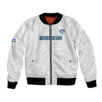 Uzbekistan Football Custom Bomber Jacket Come On White Wolves White - Wonder Print Shop