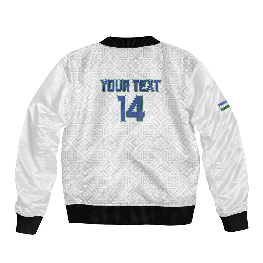 Uzbekistan Football Custom Bomber Jacket Come On White Wolves White - Wonder Print Shop