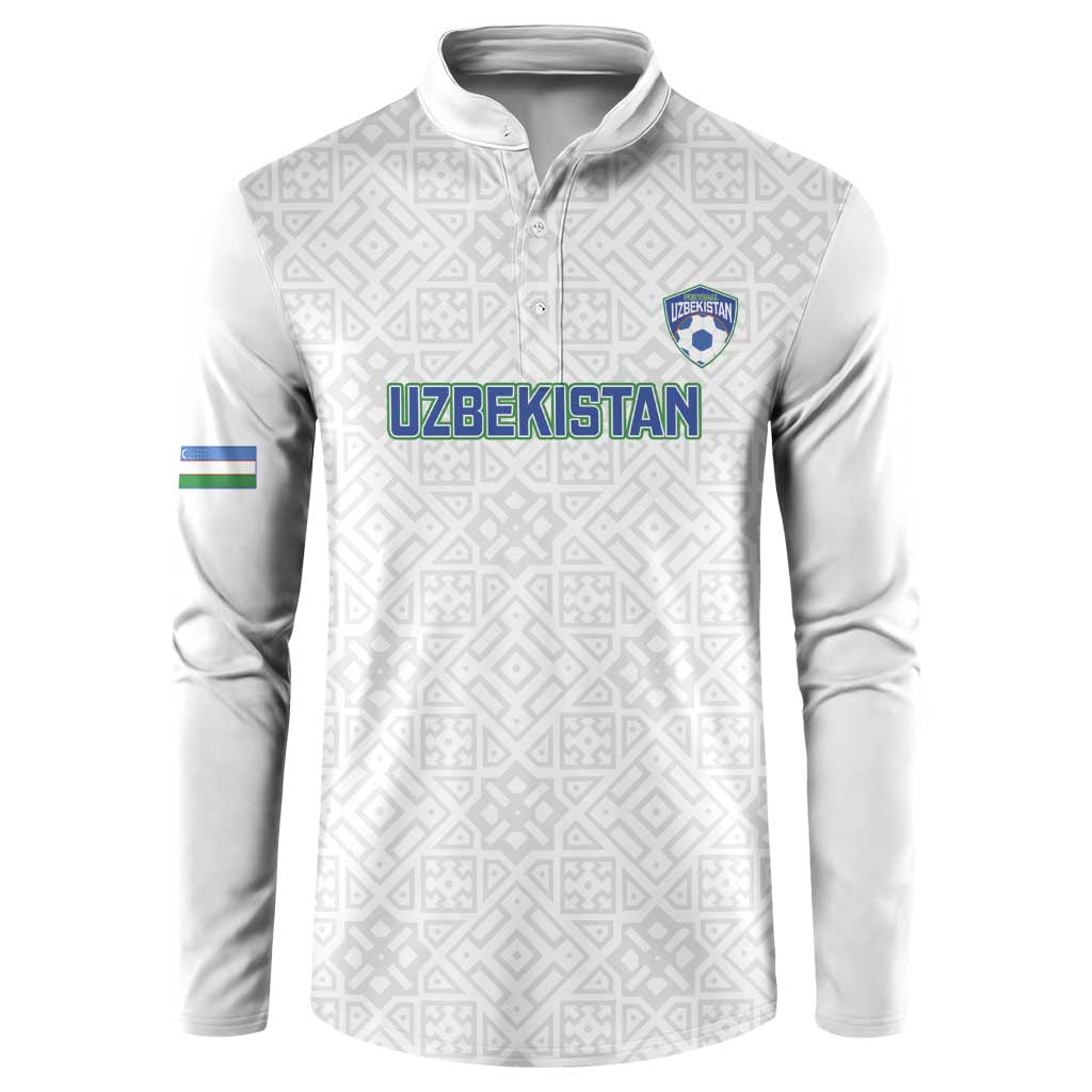 Uzbekistan Football Custom Button Sweatshirt Come On White Wolves White - Wonder Print Shop