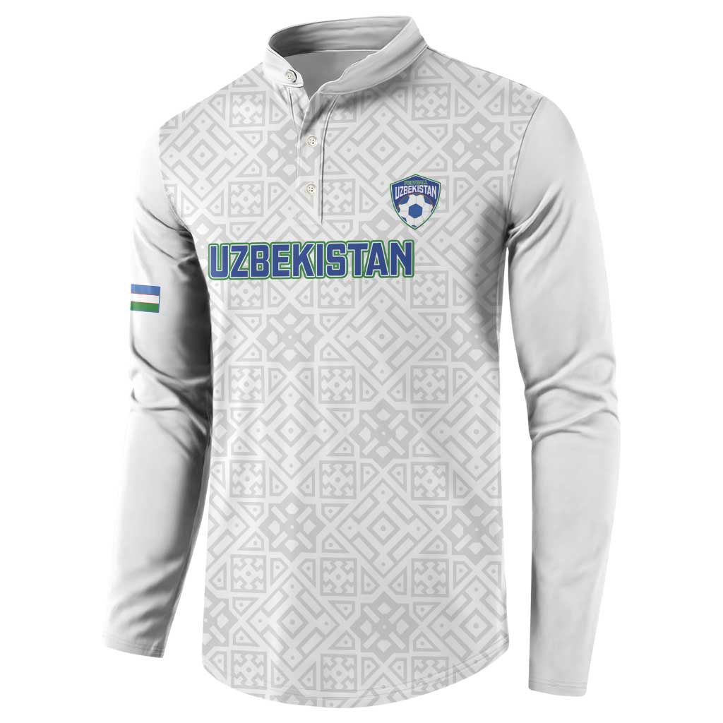 Uzbekistan Football Custom Button Sweatshirt Come On White Wolves White - Wonder Print Shop