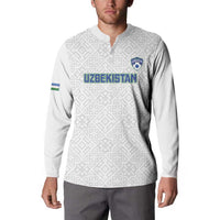 Uzbekistan Football Custom Button Sweatshirt Come On White Wolves White - Wonder Print Shop