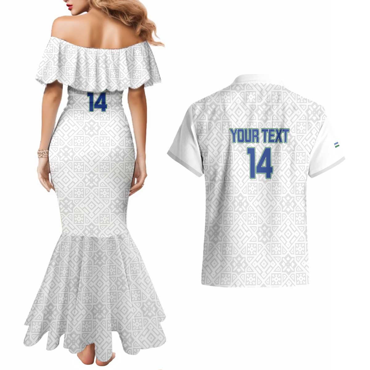 Uzbekistan Football Custom Couples Matching Mermaid Dress and Hawaiian Shirt Come On White Wolves White - Wonder Print Shop