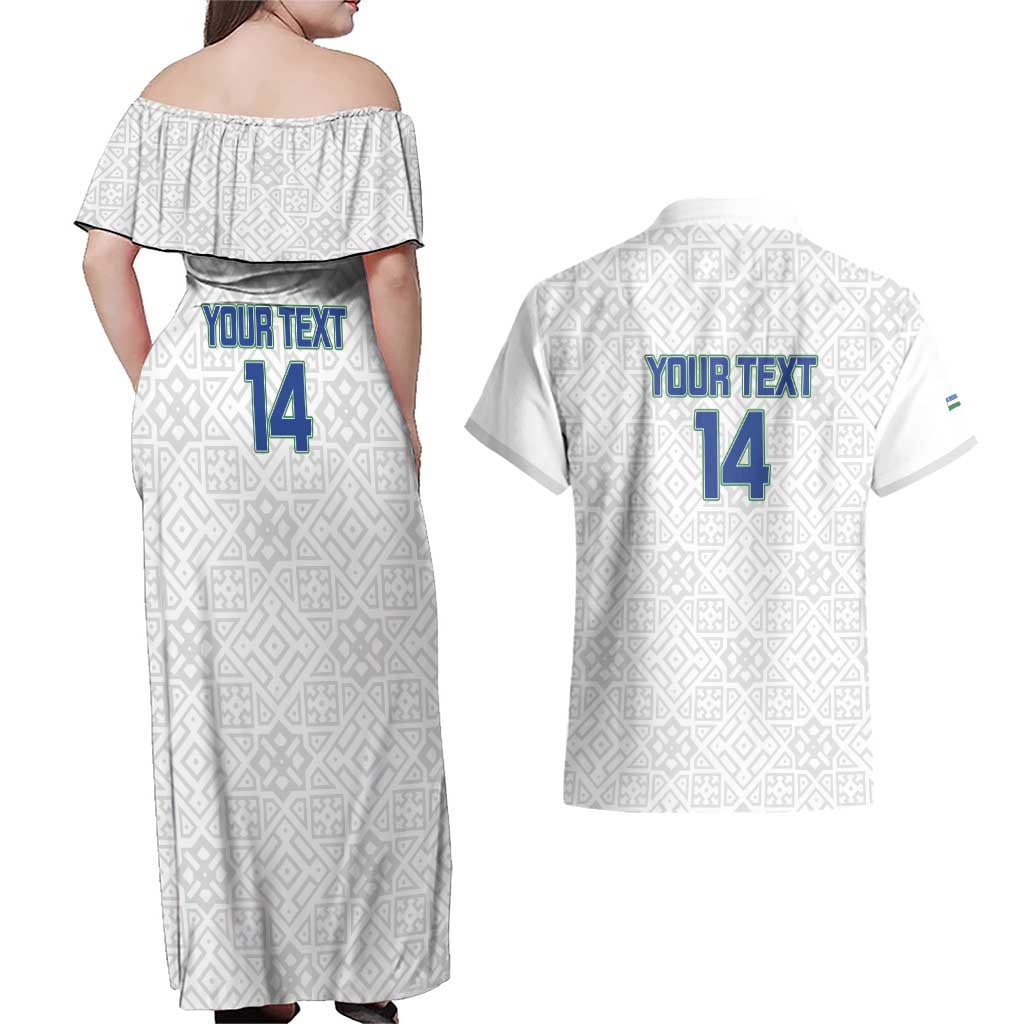 Uzbekistan Football Custom Couples Matching Off Shoulder Maxi Dress and Hawaiian Shirt Come On White Wolves White - Wonder Print Shop