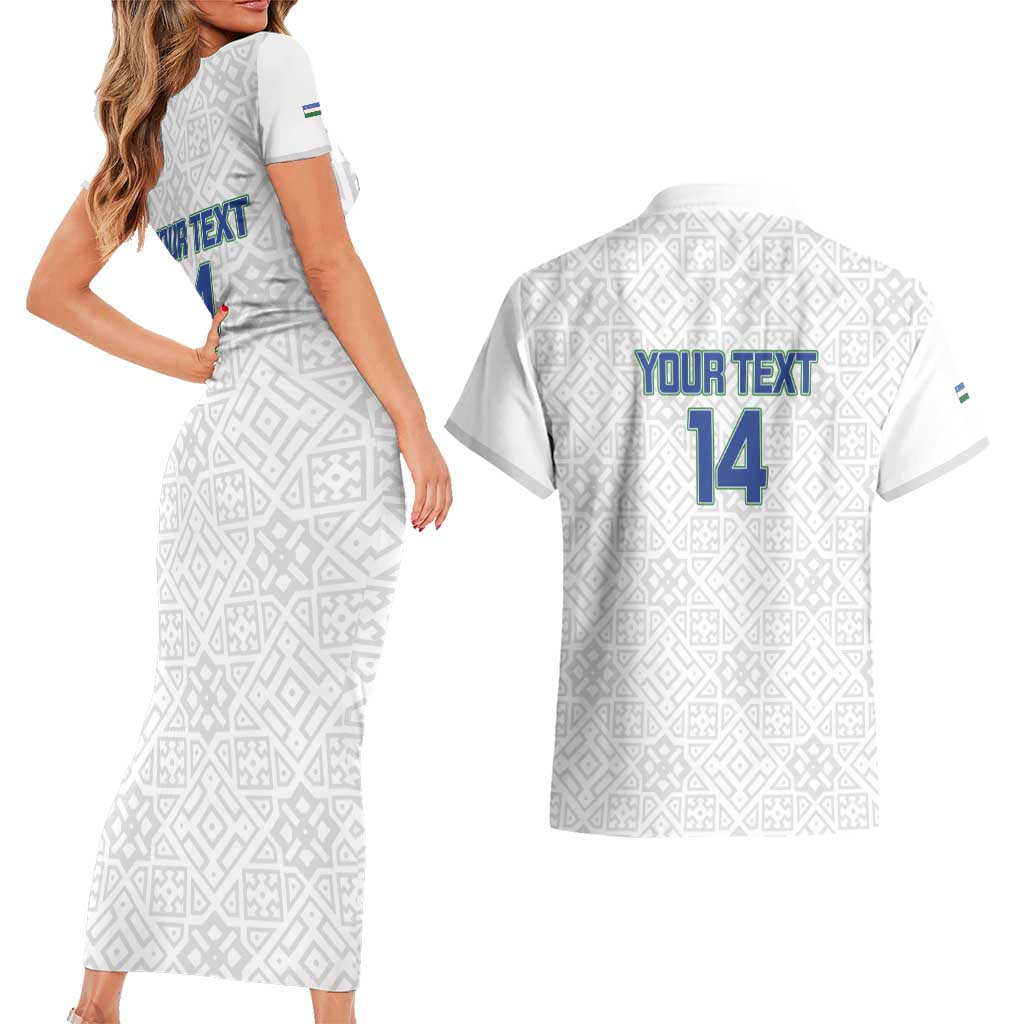 Uzbekistan Football Custom Couples Matching Short Sleeve Bodycon Dress and Hawaiian Shirt Come On White Wolves White - Wonder Print Shop