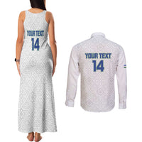 Uzbekistan Football Custom Couples Matching Tank Maxi Dress and Long Sleeve Button Shirt Come On White Wolves White - Wonder Print Shop