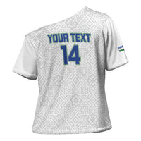 Uzbekistan Football Custom Cross Shoulder Shirt Come On White Wolves White - Wonder Print Shop