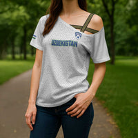 Uzbekistan Football Custom Cross Shoulder Shirt Come On White Wolves White - Wonder Print Shop