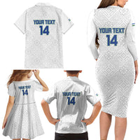 Uzbekistan Football Custom Family Matching Long Sleeve Bodycon Dress and Hawaiian Shirt Come On White Wolves White - Wonder Print Shop