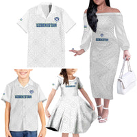 Uzbekistan Football Custom Family Matching Off The Shoulder Long Sleeve Dress and Hawaiian Shirt Come On White Wolves White - Wonder Print Shop