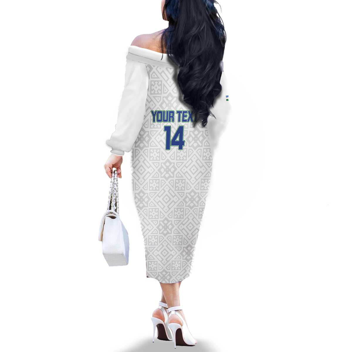 Uzbekistan Football Custom Family Matching Off The Shoulder Long Sleeve Dress and Hawaiian Shirt Come On White Wolves White - Wonder Print Shop