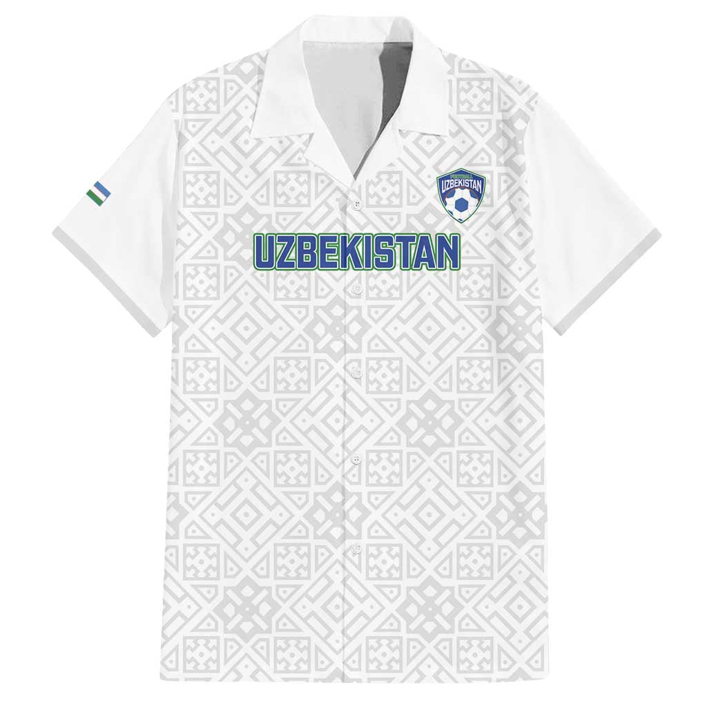 Uzbekistan Football Custom Family Matching Off Shoulder Short Dress and Hawaiian Shirt Come On White Wolves White - Wonder Print Shop