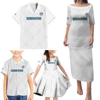 Uzbekistan Football Custom Family Matching Puletasi and Hawaiian Shirt Come On White Wolves White - Wonder Print Shop
