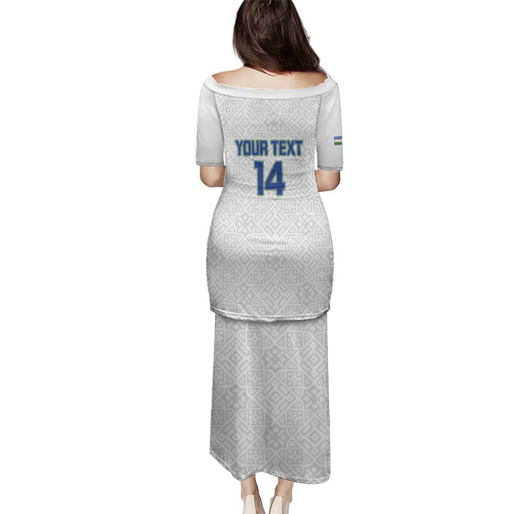 Uzbekistan Football Custom Family Matching Puletasi and Hawaiian Shirt Come On White Wolves White - Wonder Print Shop