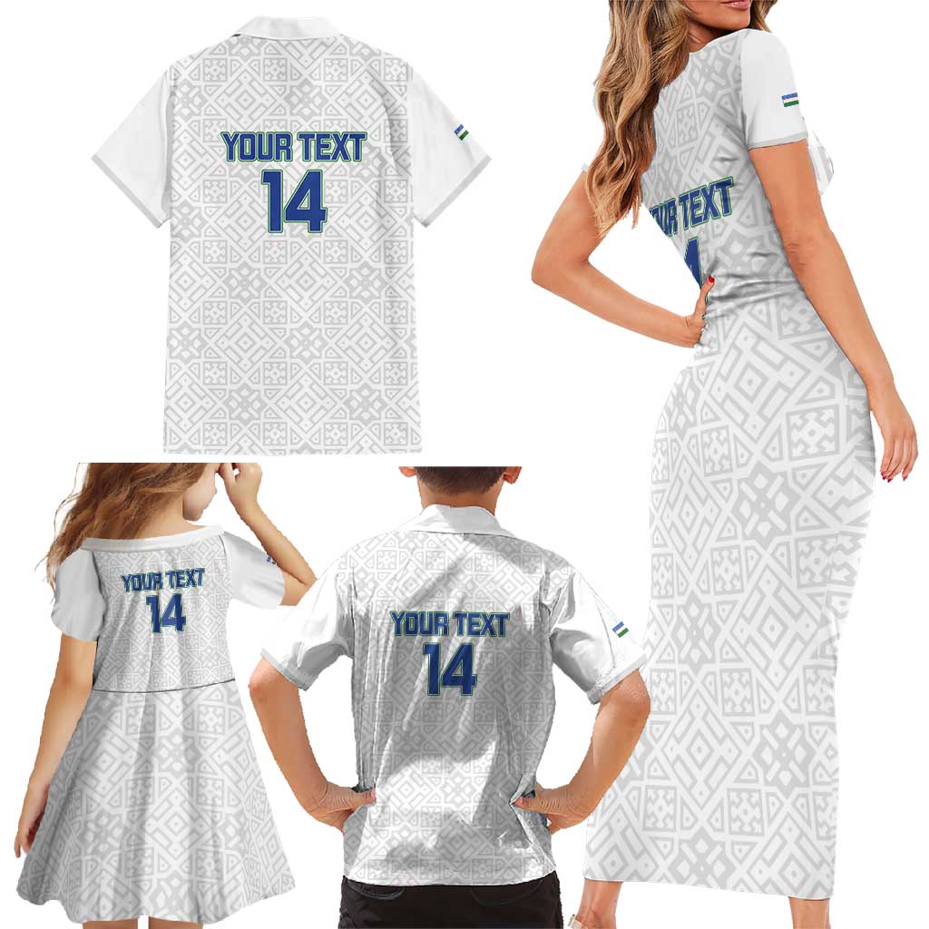 Uzbekistan Football Custom Family Matching Short Sleeve Bodycon Dress and Hawaiian Shirt Come On White Wolves White - Wonder Print Shop
