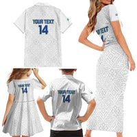 Uzbekistan Football Custom Family Matching Short Sleeve Bodycon Dress and Hawaiian Shirt Come On White Wolves White - Wonder Print Shop