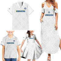Uzbekistan Football Custom Family Matching Summer Maxi Dress and Hawaiian Shirt Come On White Wolves White - Wonder Print Shop