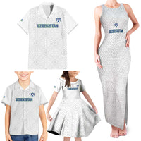 Uzbekistan Football Custom Family Matching Tank Maxi Dress and Hawaiian Shirt Come On White Wolves White - Wonder Print Shop