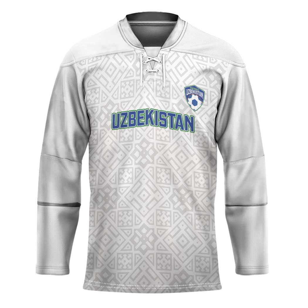 Uzbekistan Football Custom Hockey Jersey Come On White Wolves White - Wonder Print Shop