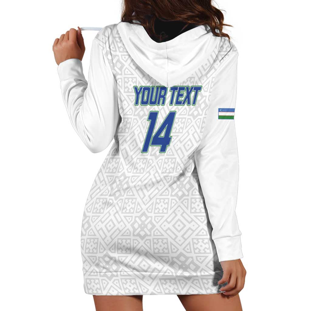 Uzbekistan Football Custom Hoodie Dress Come On White Wolves White - Wonder Print Shop