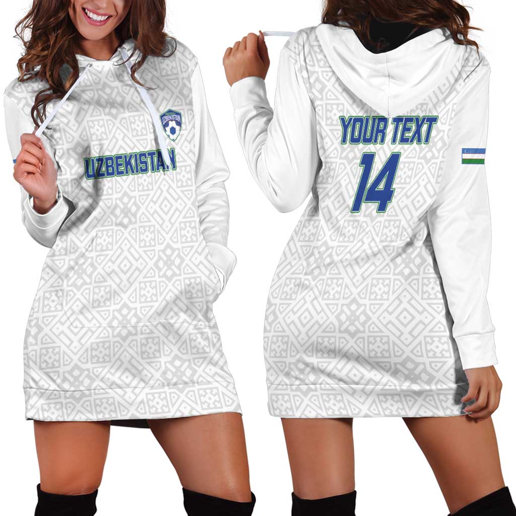 Uzbekistan Football Custom Hoodie Dress Come On White Wolves White - Wonder Print Shop