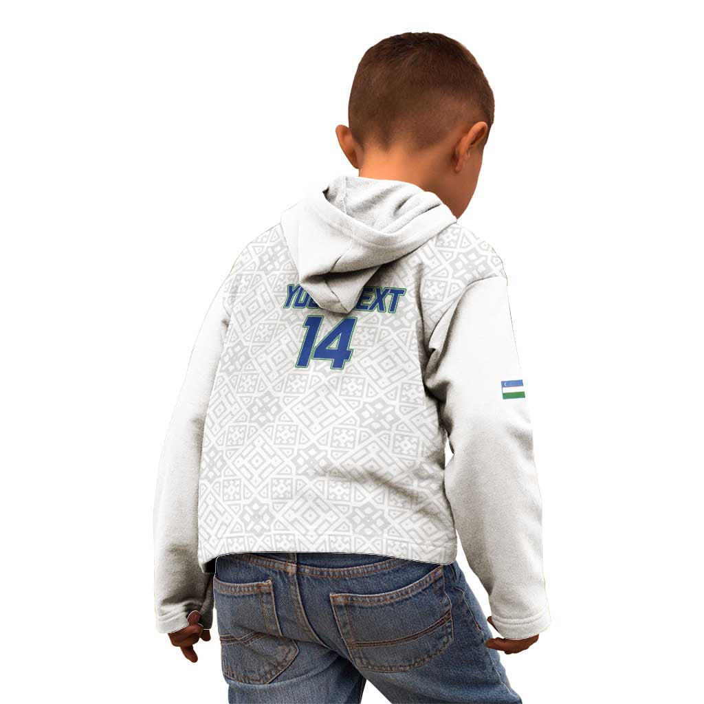 Uzbekistan Football Custom Kid Hoodie Come On White Wolves White - Wonder Print Shop
