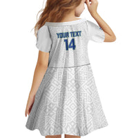 Uzbekistan Football Custom Kid Short Sleeve Dress Come On White Wolves White - Wonder Print Shop