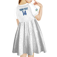 Uzbekistan Football Custom Kid Short Sleeve Dress Come On White Wolves White - Wonder Print Shop
