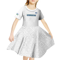 Uzbekistan Football Custom Kid Short Sleeve Dress Come On White Wolves White - Wonder Print Shop