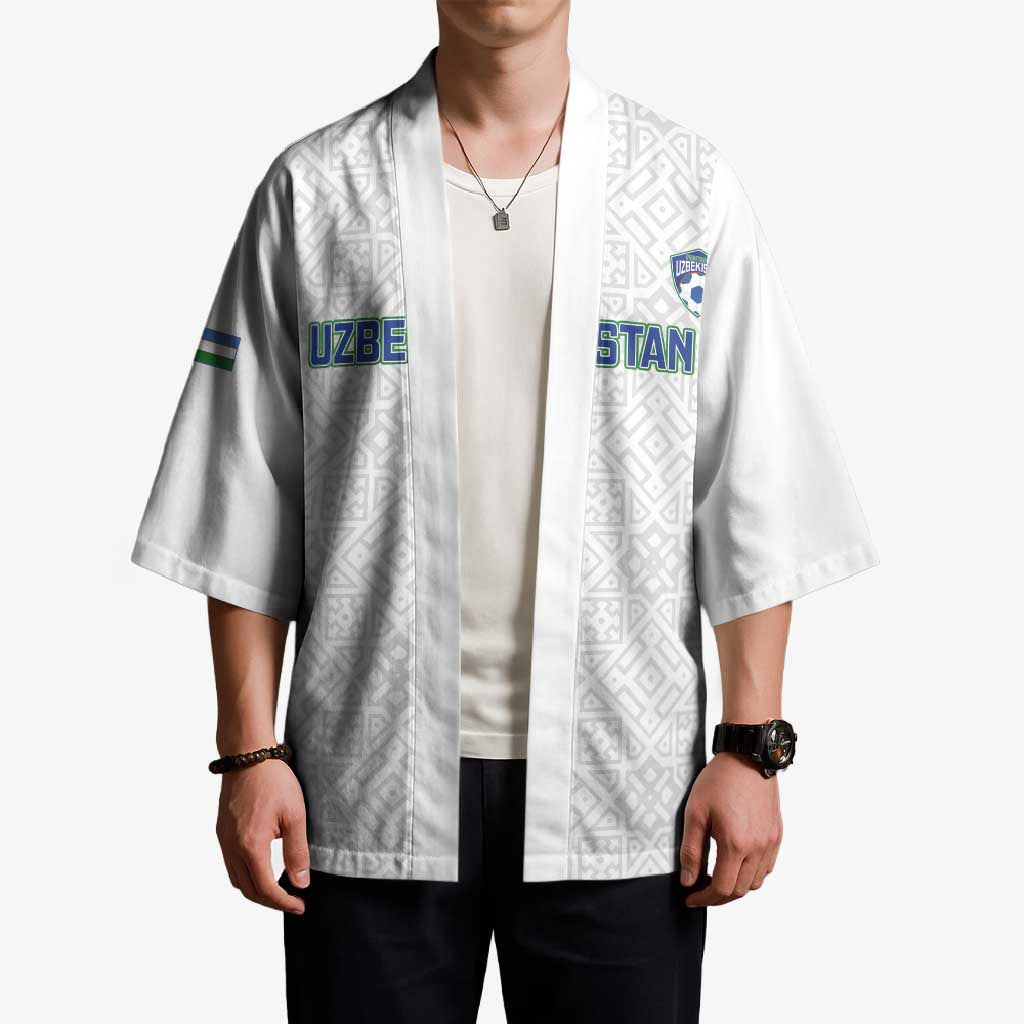 Uzbekistan Football Custom Kimono Come On White Wolves White - Wonder Print Shop