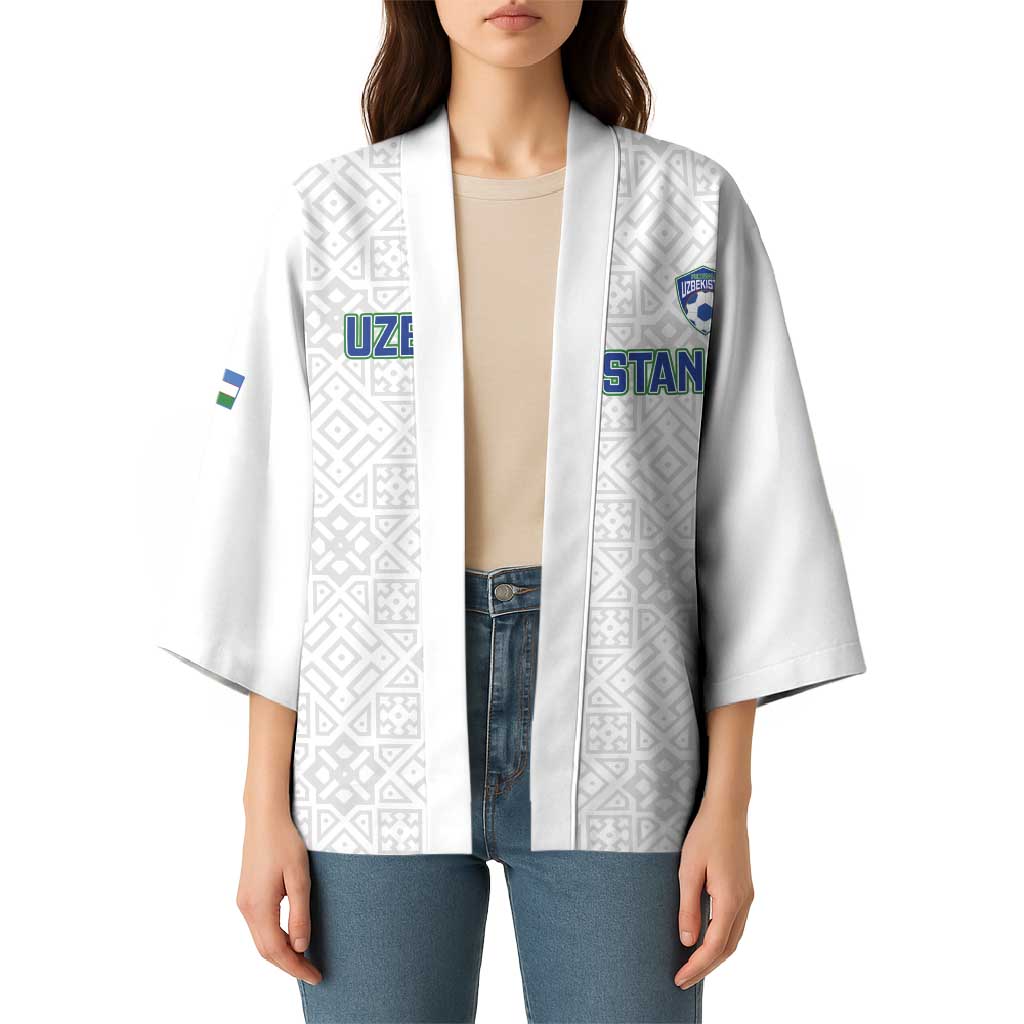 Uzbekistan Football Custom Kimono Come On White Wolves White - Wonder Print Shop