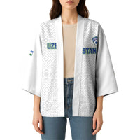 Uzbekistan Football Custom Kimono Come On White Wolves White - Wonder Print Shop
