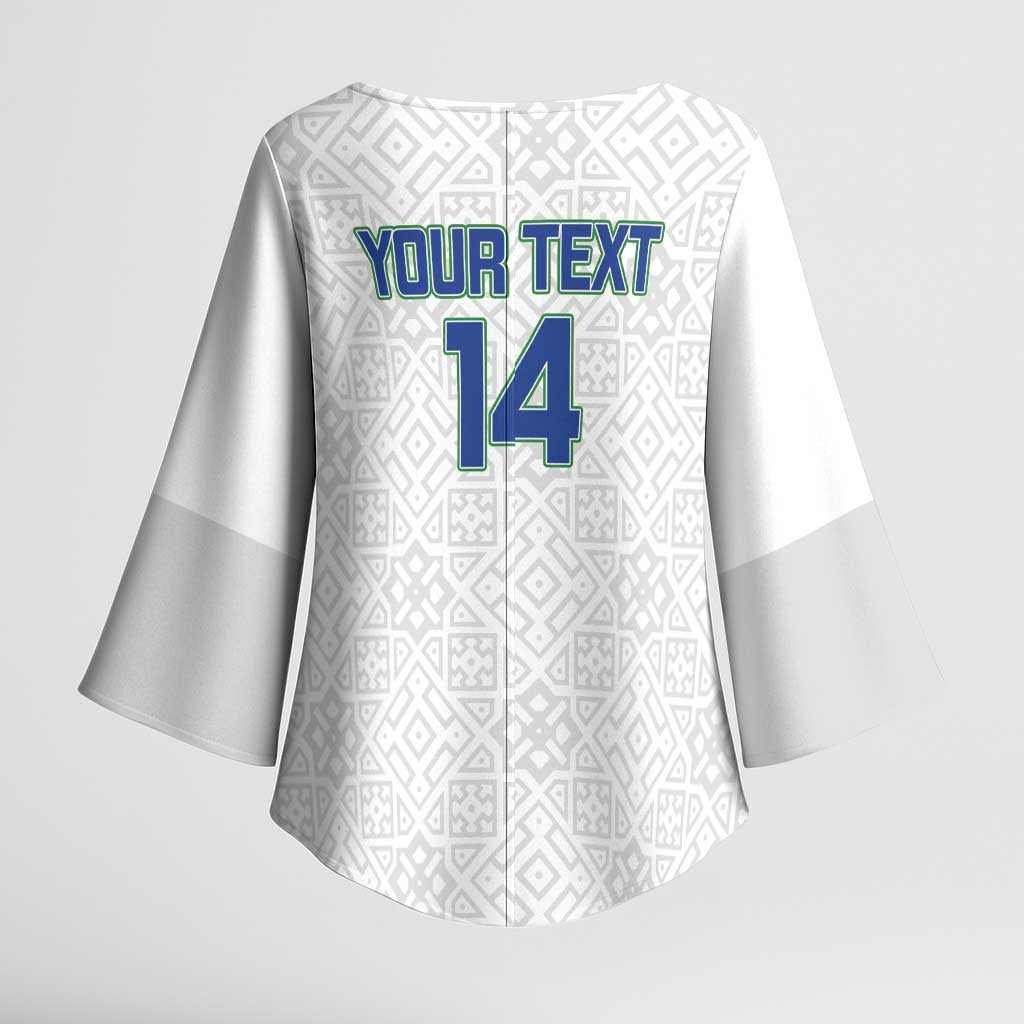 Uzbekistan Football Custom Kimono Sleeve Blouse Come On White Wolves White - Wonder Print Shop