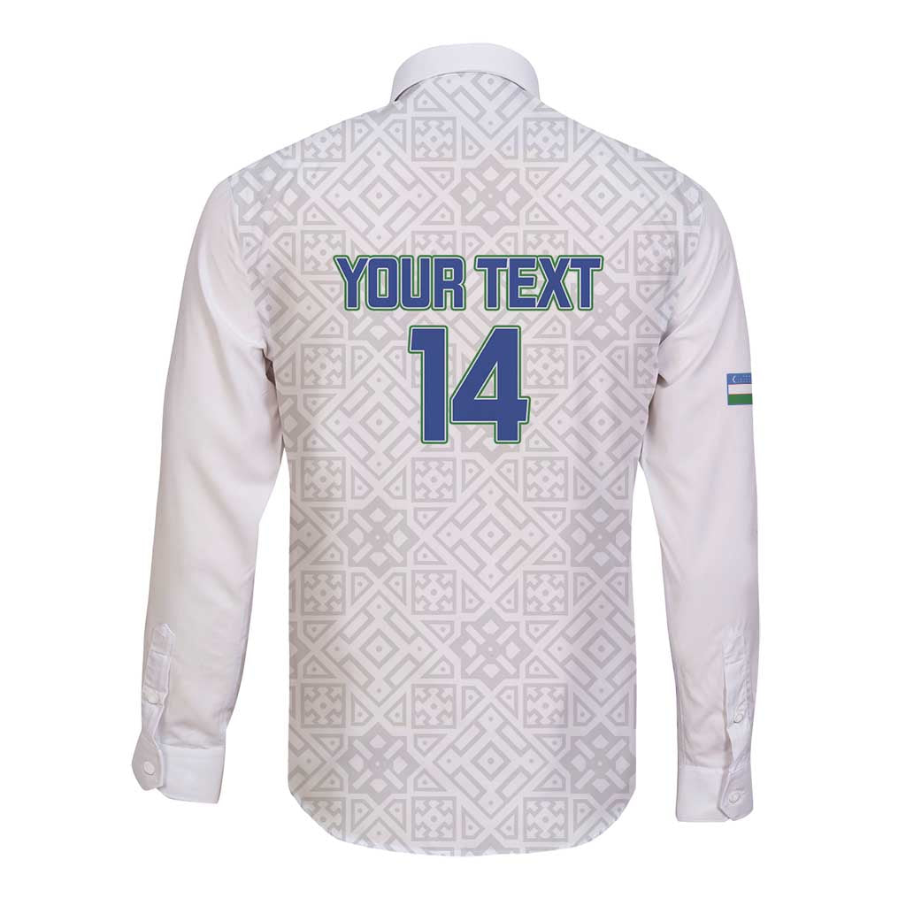 Uzbekistan Football Custom Long Sleeve Button Shirt Come On White Wolves White - Wonder Print Shop