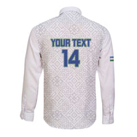 Uzbekistan Football Custom Long Sleeve Button Shirt Come On White Wolves White - Wonder Print Shop
