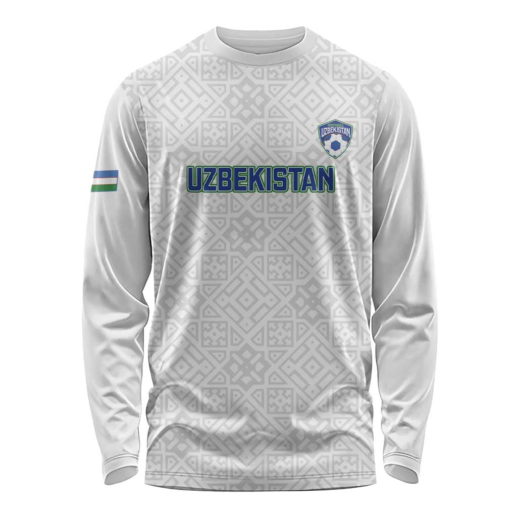 Uzbekistan Football Custom Long Sleeve Shirt Come On White Wolves White - Wonder Print Shop