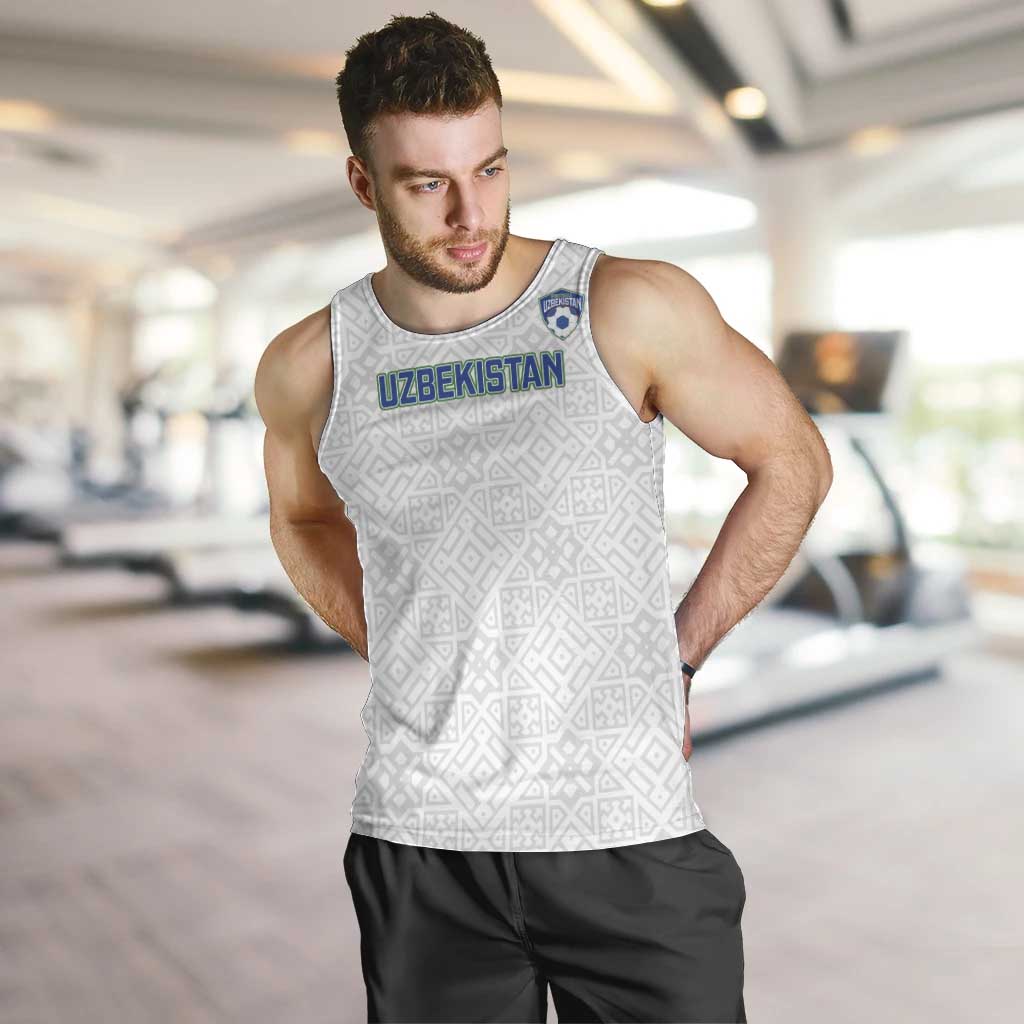 Uzbekistan Football Custom Men Tank Top Come On White Wolves White - Wonder Print Shop