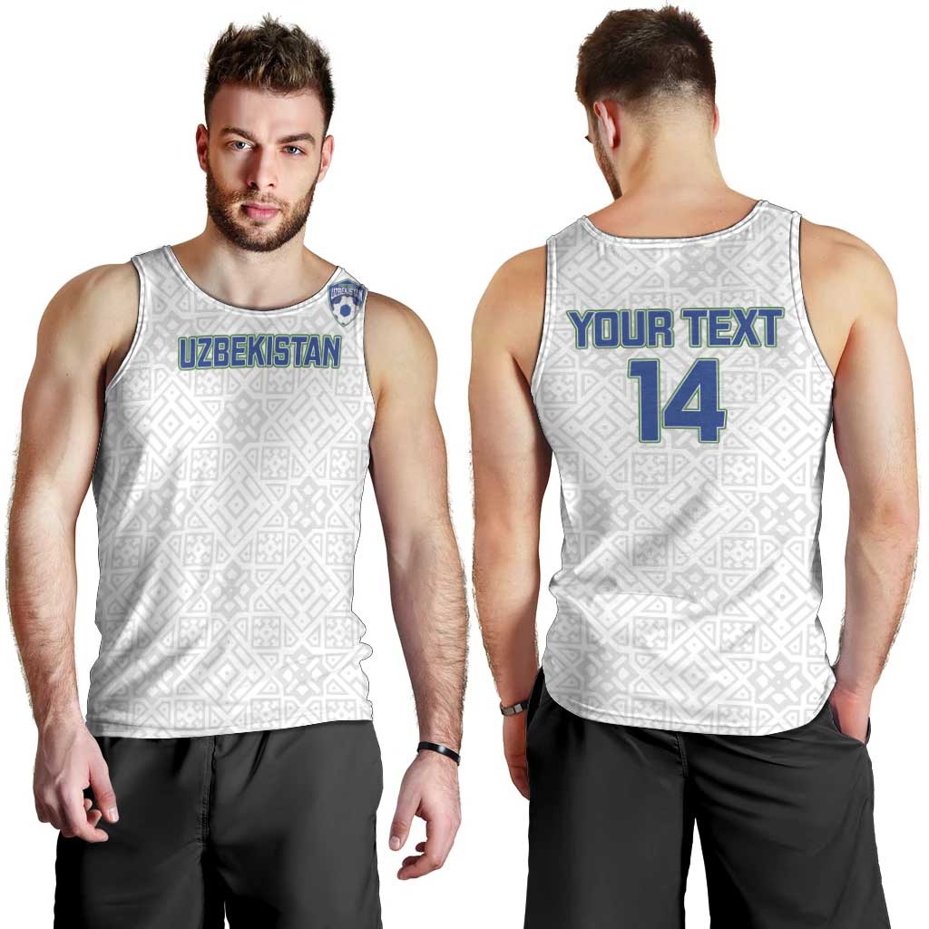 Uzbekistan Football Custom Men Tank Top Come On White Wolves White - Wonder Print Shop