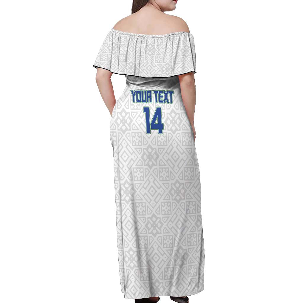 Uzbekistan Football Custom Off Shoulder Maxi Dress Come On White Wolves White - Wonder Print Shop