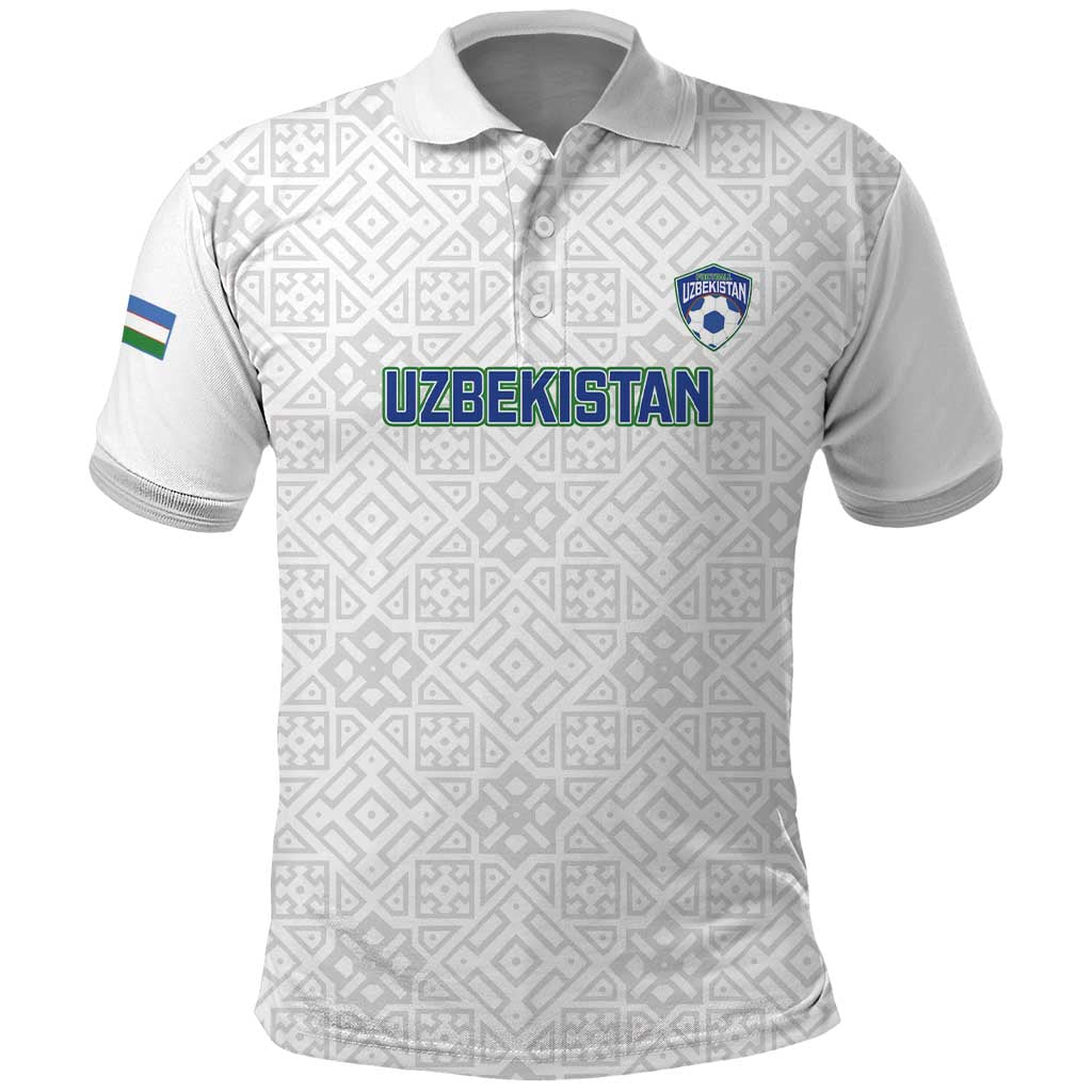 Uzbekistan Football Custom Polo Shirt Come On White Wolves White - Wonder Print Shop