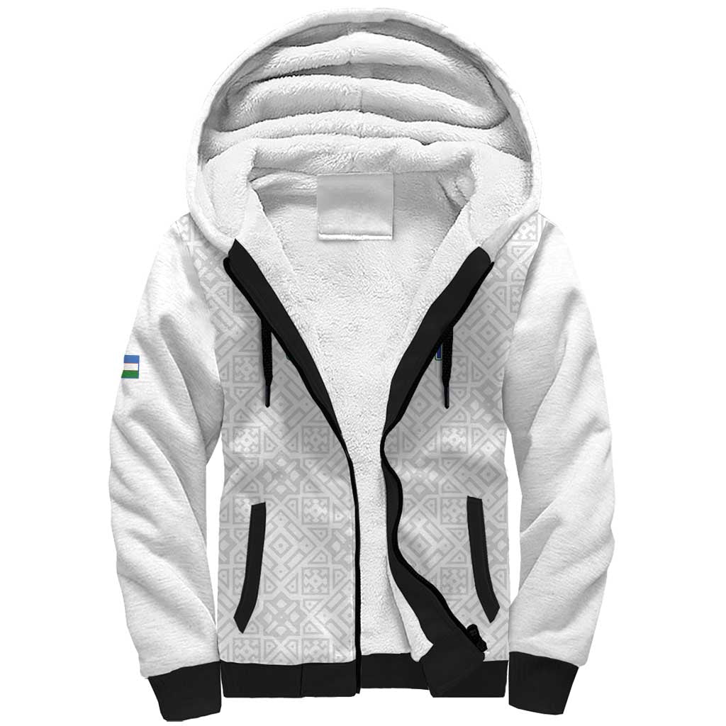 Uzbekistan Football Custom Sherpa Hoodie Come On White Wolves White - Wonder Print Shop