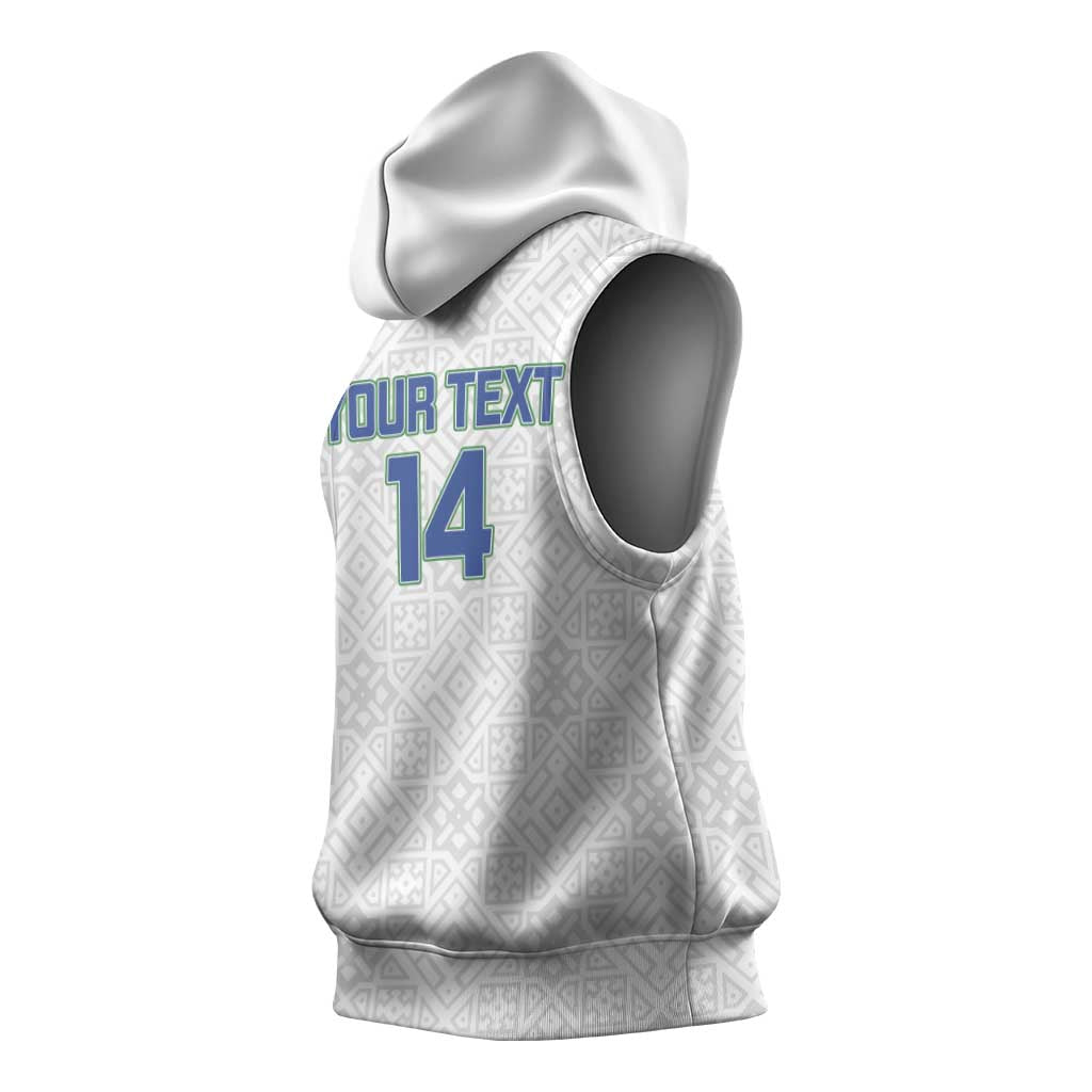 Uzbekistan Football Custom Sleeveless Hoodie Come On White Wolves White - Wonder Print Shop