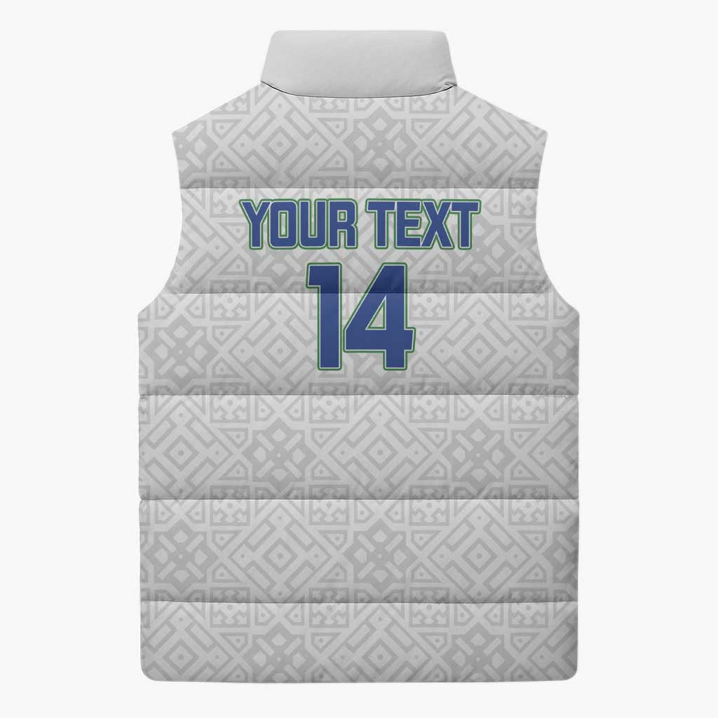 Uzbekistan Football Custom Sleeveless Puffer Jacket Come On White Wolves White - Wonder Print Shop