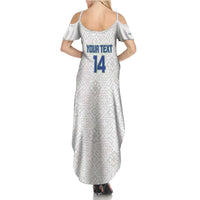 Uzbekistan Football Custom Summer Maxi Dress Come On White Wolves White - Wonder Print Shop