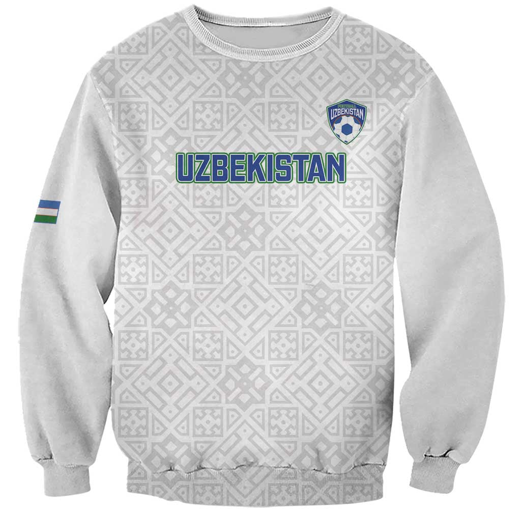 Uzbekistan Football Custom Sweatshirt Come On White Wolves White - Wonder Print Shop