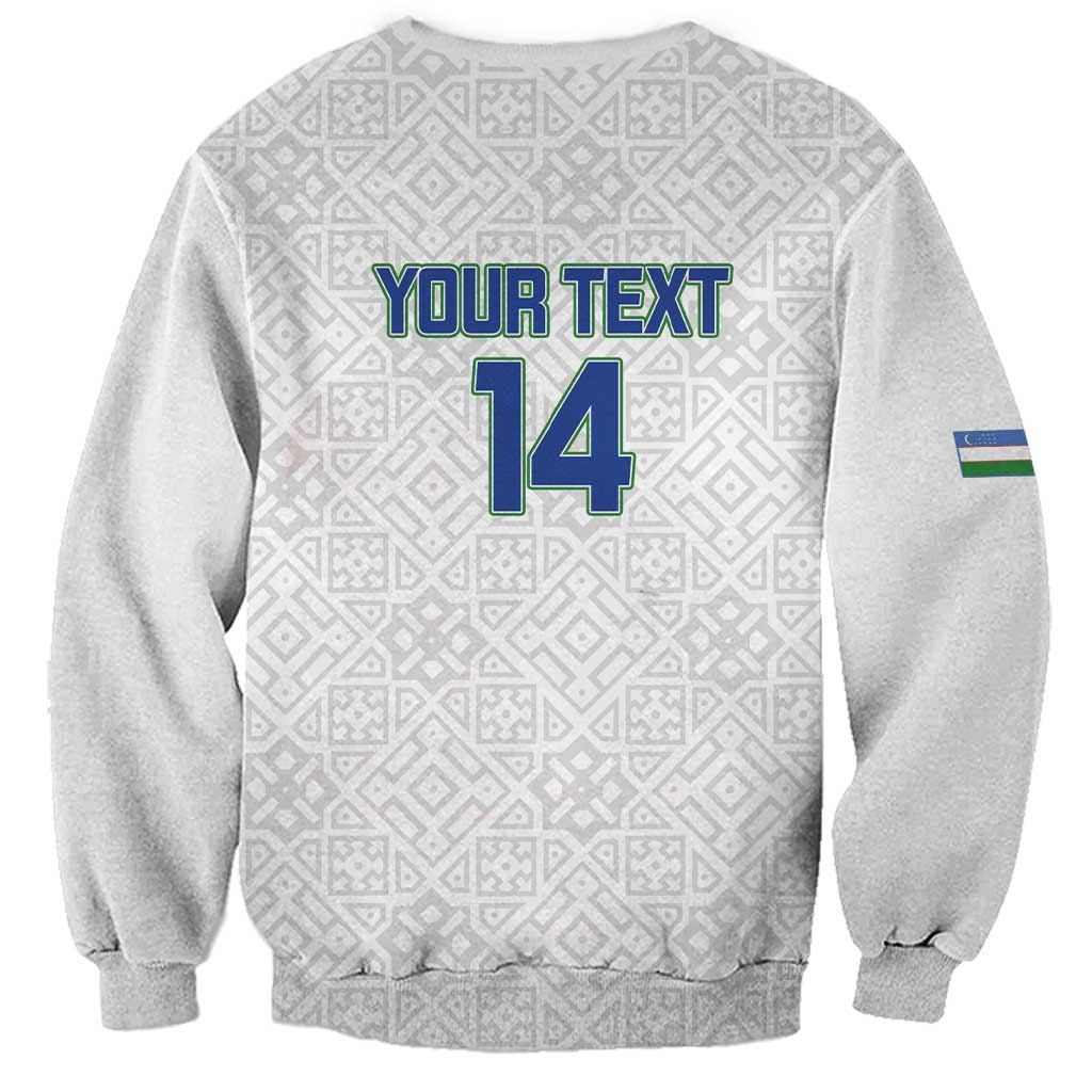 Uzbekistan Football Custom Sweatshirt Come On White Wolves White - Wonder Print Shop